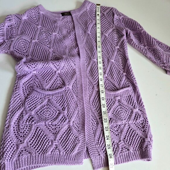 Wachi Open knit cardigan in lavender color. - Picture 7 of 8